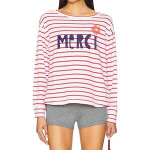 NEW SUNDRY merci crew pullover in optic white